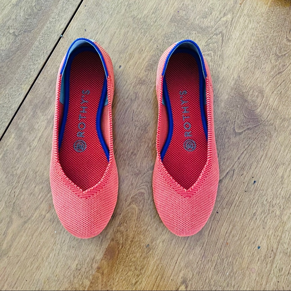 Rothys Persimmon Marine Stripe Round Toe Flats 5.5